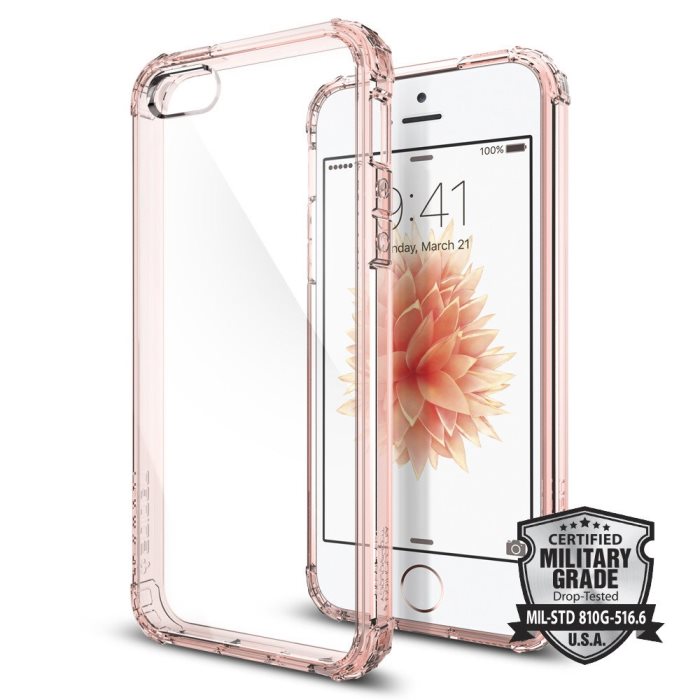 Pouzdro Spigen Crystal Shell pro Apple iPhone 5, 5S a SE, růžové