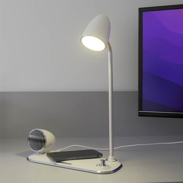 Tellur Nostalgie stolní lampa s bezdrátovou nabíječkou 15W, bílá