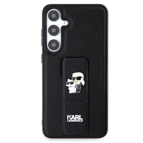 Zadní kryt Karl Lagerfeld Saffiano Grip Stand Metal Logo pro Samsung Galaxy S24, černý