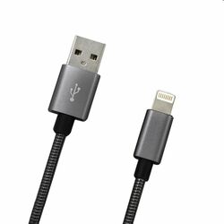 MobilNET Datový a nabíjecí kabel USB/Lightning, 2A, 1m, šedý