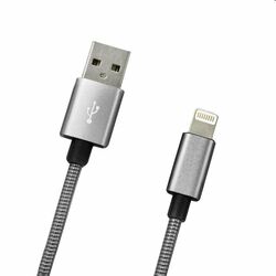 MobilNET Datový a nabíjecí kabel USB/Lightning, 2A, 1m, stříbrný