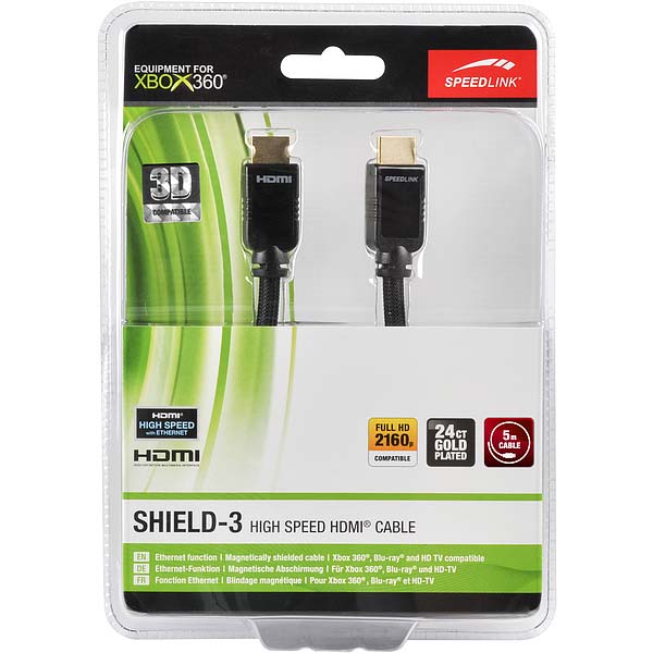 Kabel Speedlink Shield-3 High SpeedHDMI Cable s Ethernetem pro Xbox 360, 5m