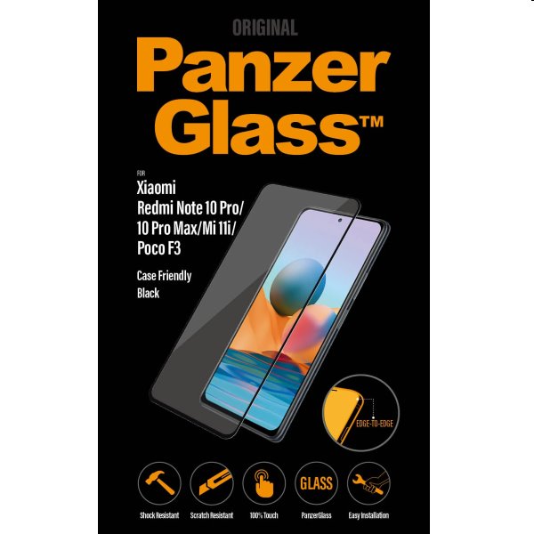 Ochranné temperované sklo PanzerGlass Case Friendly pro XiaomiRedmi Note 10 Pro/10 Pro Max/Mi 11i/Poco F3, black