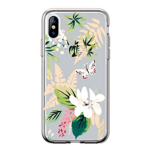Comma kryt Butterfly Crystal Flower Series pre iPhone XS Max, white