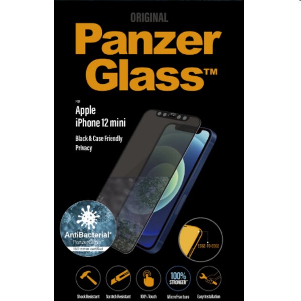 Tvrzené sklo PanzerGlass Case Friendly AB s vlastním filtrem pro Apple iPhone 12 mini, černé