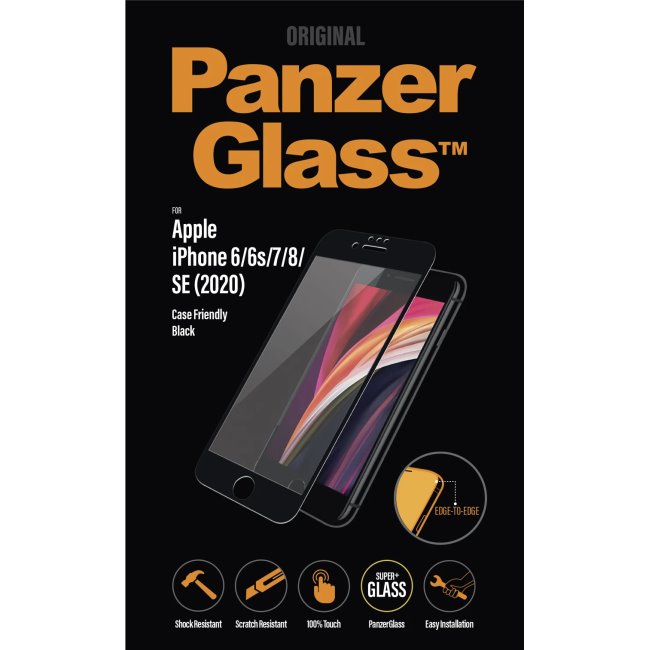 Ochranné temperované sklo PanzerGlass Case Friendly pro Apple iPhone SE 20/SE 22/8/7/6s/6, černé