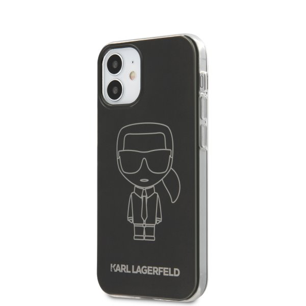 Púzdro Karl Lagerfeld PC/TPU Metallic Iconic Outline pre iPhone 12 mini, black