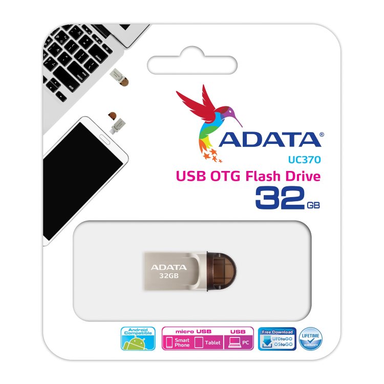 USB OTG A-Data UC370, 32GB, USB/USB-C 3.1-rychlost 130/35 MB/s (AUC370-32G-RGD)