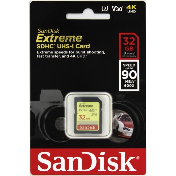 SanDisk Extreme Secure Digital SDHC UHS-I U3 32GB | 
 Class 10, rychlost 90MB/s (SDSDXVE-032G-GNCIN)