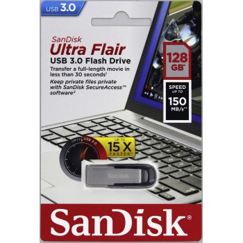 USB klíč SanDisk Ultra Flair, 128GB, USB 3.0-rychlost 150 MB/s (SDCZ73-128G-G46)