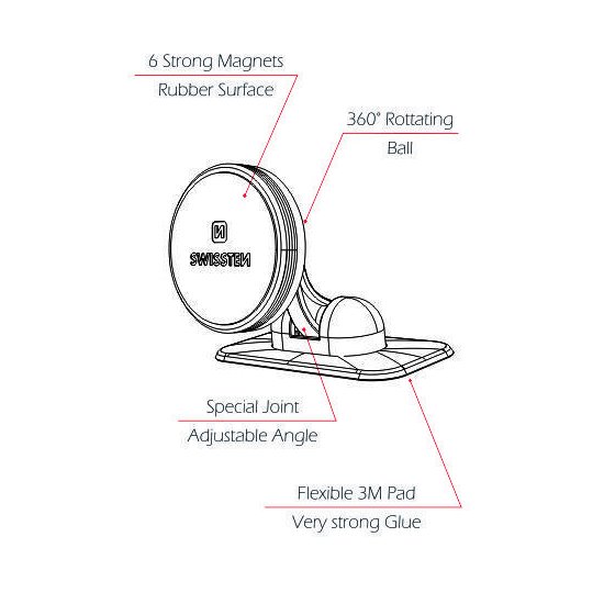 Magnetický držák Swissten S-Grip DM6 na palubní desku