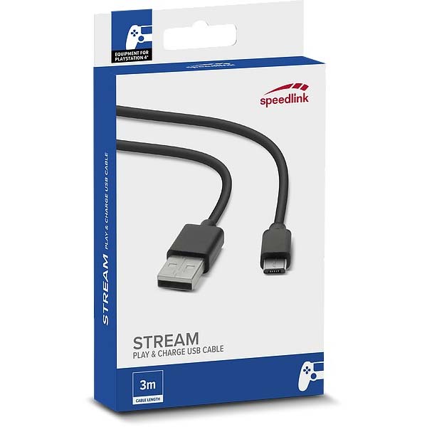 Nabíjecí kabel Speedlink Stream Play & Charge USB Cable pro PS4, černý