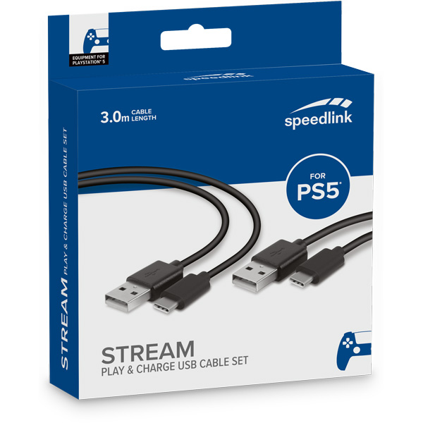 Speedlink Stream Play & Charge USB-C Cable Set for PS5, black