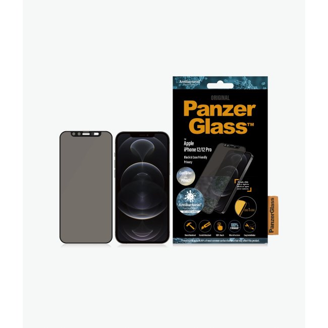 Ochranné temperované sklo PanzerGlass CamSlider AB s privátním filtrem pro Apple iPhone 12/12 Pro, černé