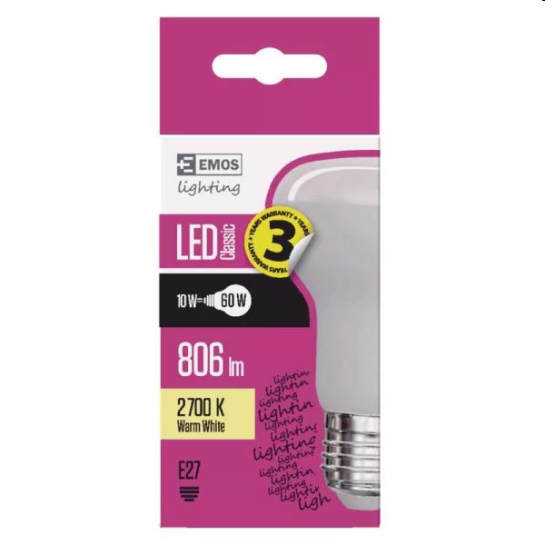 EMOS LED Žárovka Classic R63 10W E27, teplá bílá