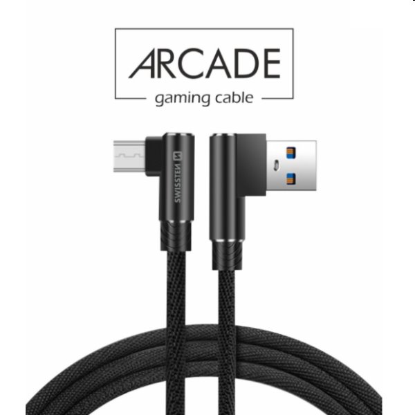 Datový kabel Swissten USB/MICRO USB textilní s podporou rychlonabíjení, černý