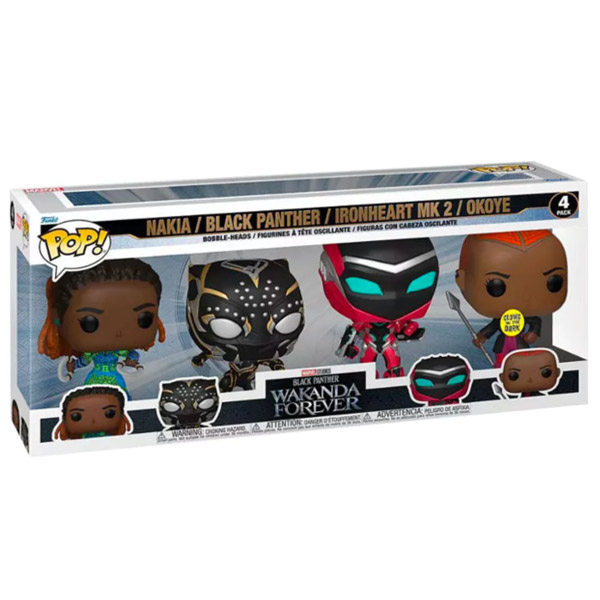 POP! 4 Pack Black Panther 2 Wakanda Forever (Marvel) Special Editon (Glows in The Dark)