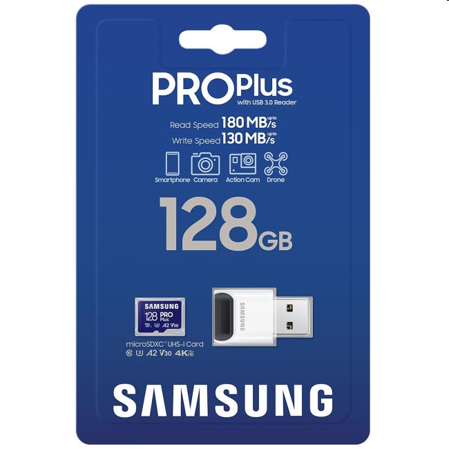 Samsung PRO Plus Micro SDXC 128GB + USB adaptér