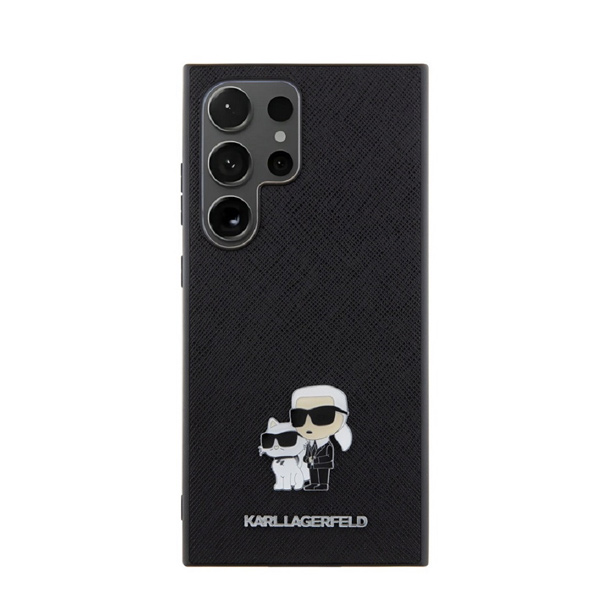 Zadní kryt Karl Lagerfeld PU Saffiano Metal Karl and Choupette pro Samsung Galaxy S24 Ultra, černý